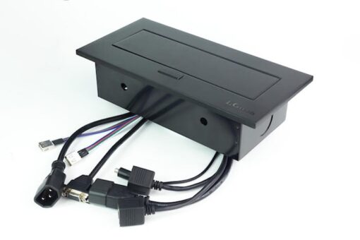 Ổ điện âm bàn cao cấp cho phòng họp, mặt kim loại xước màu đen LG tech LG-K0523B 1