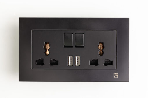 Ổ cắm điện màu đen có cổng USB công tắc an toàn LG Tech LG-B20-066 2