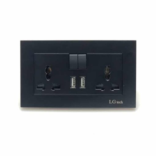 Ổ cắm điện màu đen có cổng USB công tắc an toàn LG Tech LG-B20-066 1