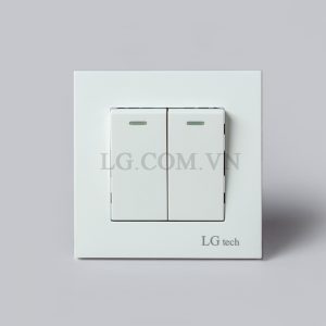 Công tắc điện đôi mặt vuông nhựa trắng LG tech