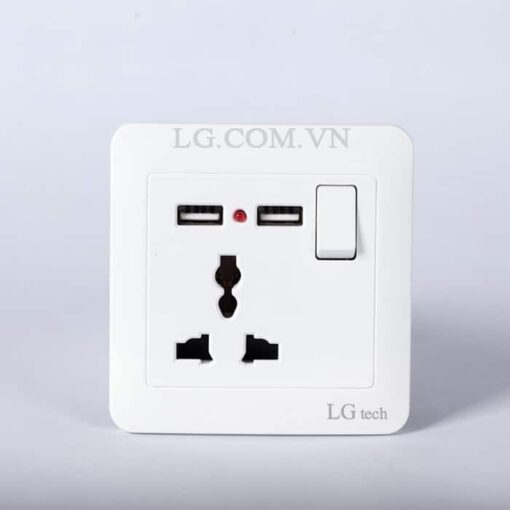 Ổ điện đơn có 2 cổng USB công tắc ngắt mở nguồn an toàn LG-TT-039 1