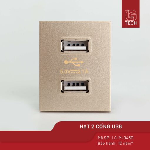 Hạt 2 cổng USB LG Tech, size 36mm màu đen LG-M-043G 1