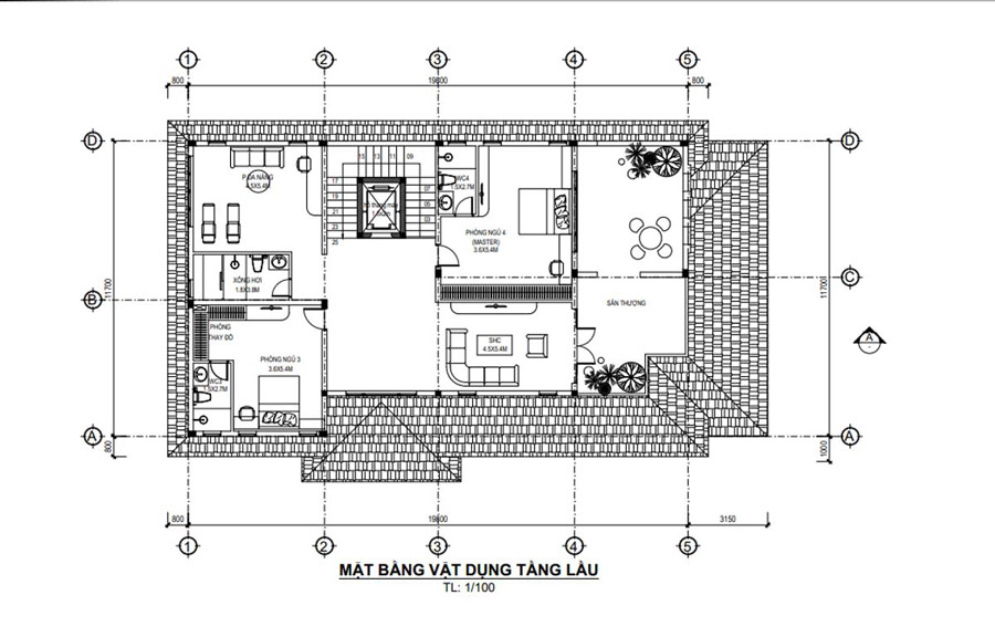 Bản vẽ mặt bằng lầu 1
