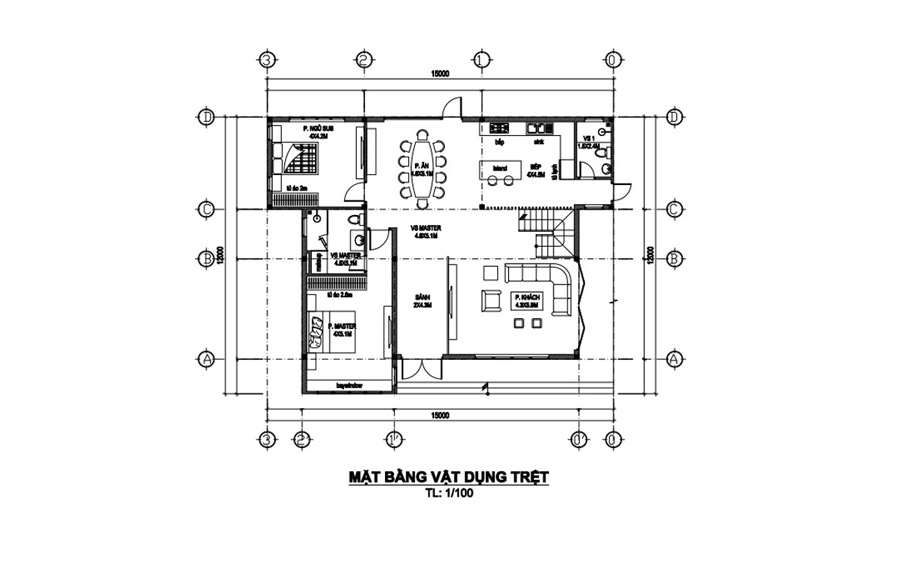 Bản vẽ mặt bằng công năng tầng trệt