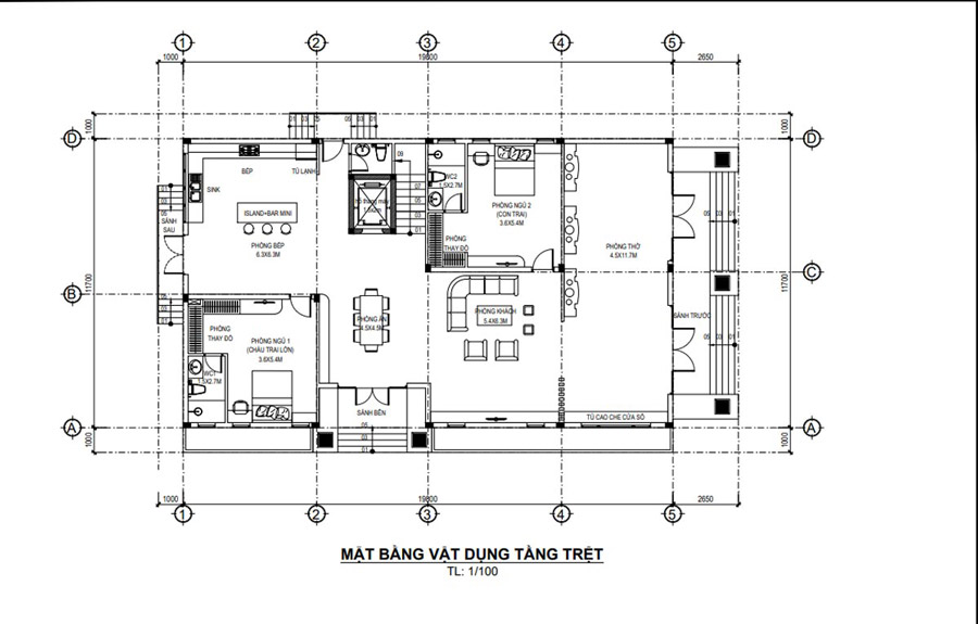 Bản vẽ mặt bằng tầng trệt