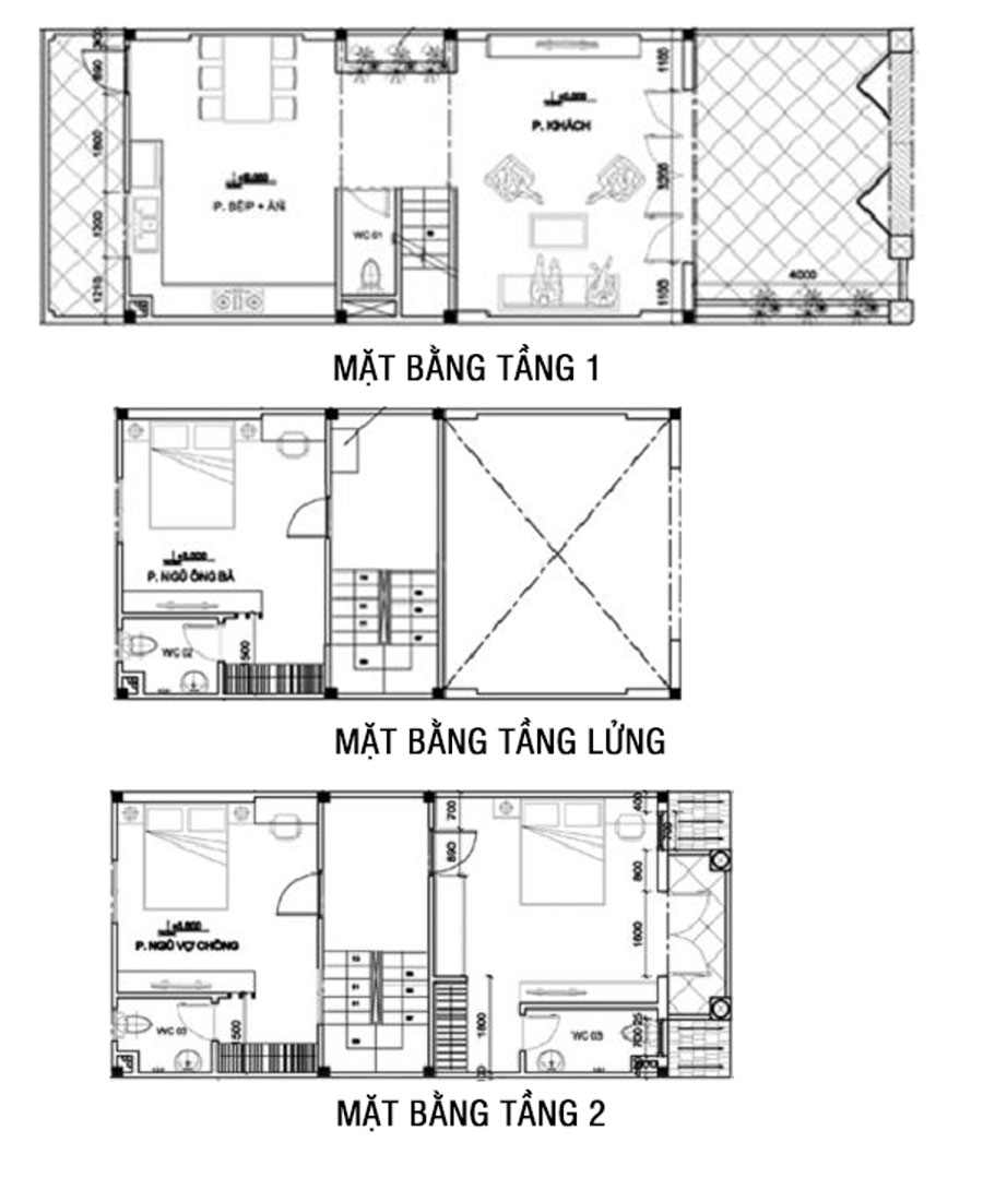 Những mẫu bản vẽ nhà 1 trệt 1 lửng 1 lầu thông dụng nhất 1
