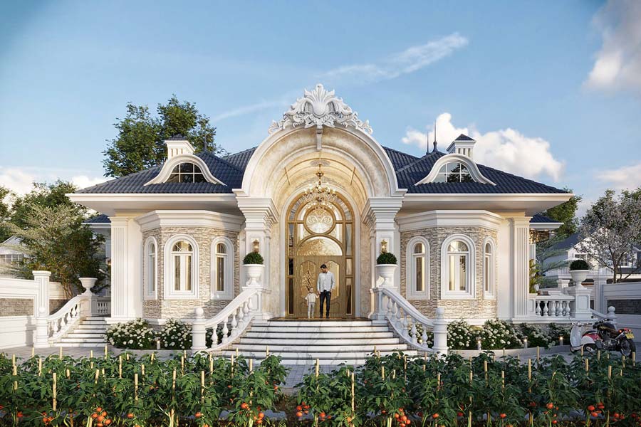 biet-thu-1-tang-kieu-phap-1 Mẫu biệt thự 1 tầng kiểu Pháp