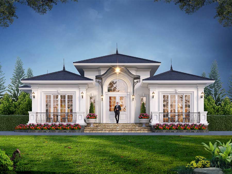 Biệt thự kiểu Pháp 1 tầng 3 phòng ngủ