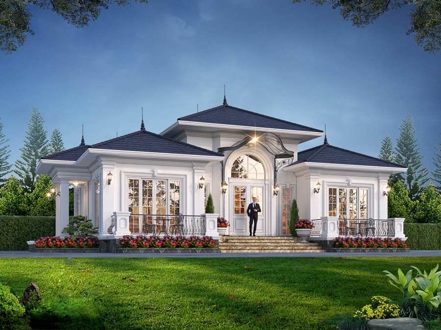 Biệt thự kiểu Pháp 1 tầng 3 phòng ngủ