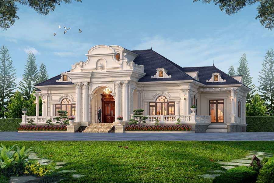 Biệt thự kiểu Pháp 1 tầng 4 phòng ngủ