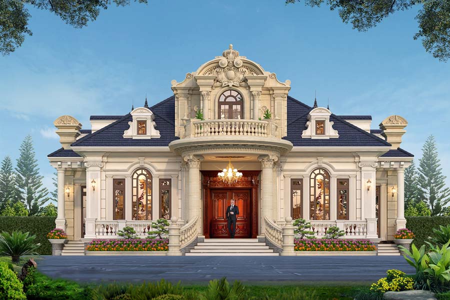 Biệt thự 1 tầng kiểu Pháp kiểu lâu đài