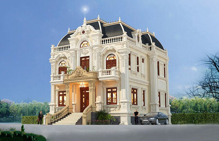 biet-thu-2-tang-kieu-phap-2 Mẫu biệt thự 2 tầng kiểu Pháp