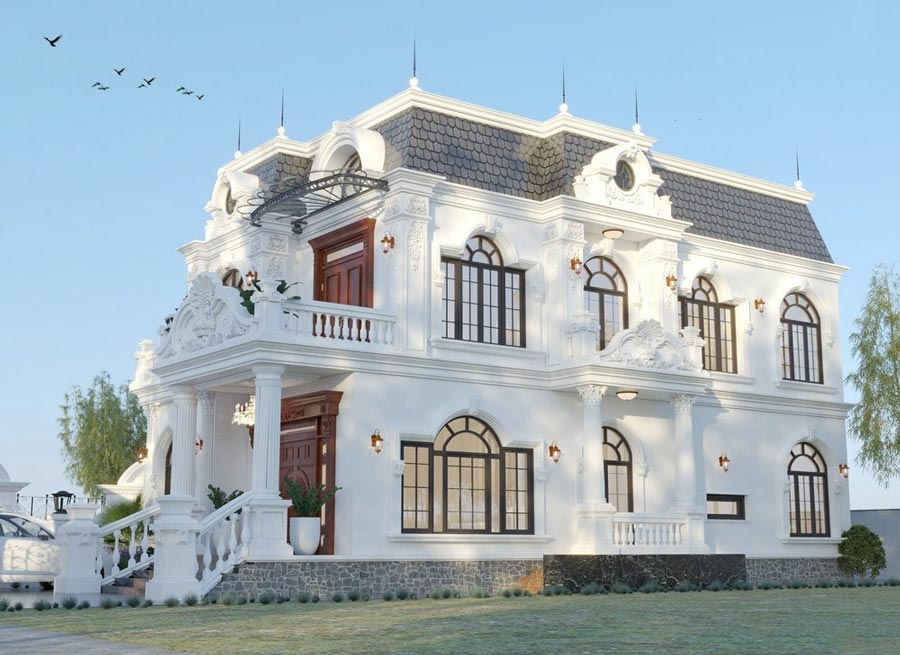 Biệt thự 2 tầng tân cổ điển kiểu Pháp 4 phòng ngủ