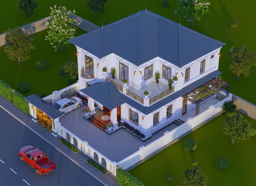 Biệt thự 2 tầng tân cổ điển kiểu Pháp 5 phòng ngủ