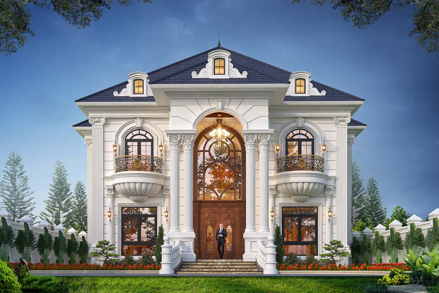 Mẫu biệt thự tân cổ điển 2 tầng kiểu Pháp 500m2