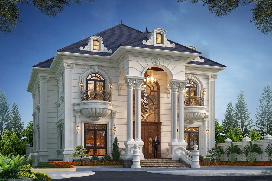 Mẫu biệt thự tân cổ điển 2 tầng kiểu Pháp 500m2