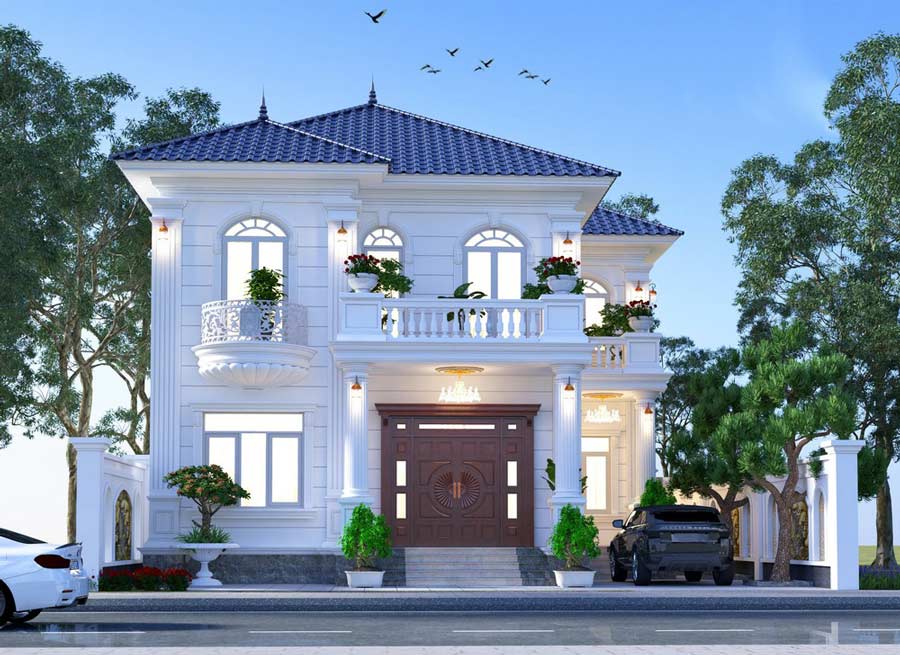 Biệt thự 2 tầng tân cổ điển kiểu Pháp mái Nhật