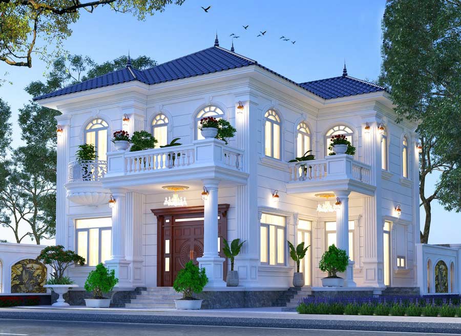 Biệt thự 2 tầng tân cổ điển kiểu Pháp mái Nhật