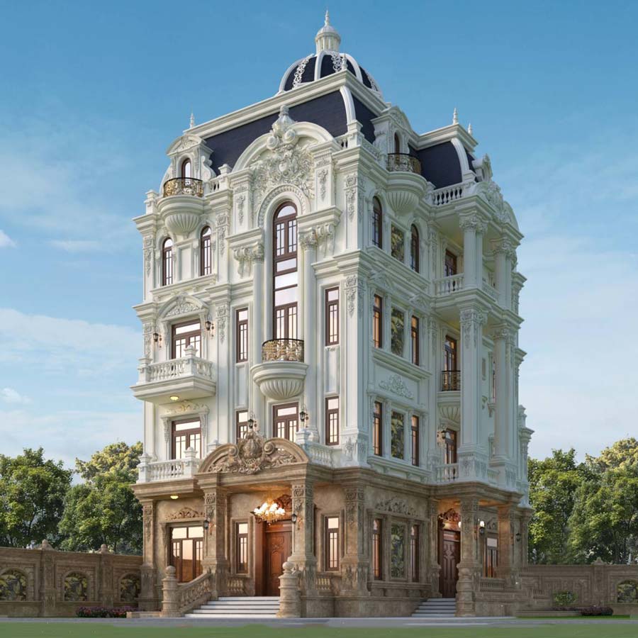 Mẫu biệt thự kiểu Pháp 5 tầng 5 phòng ngủ