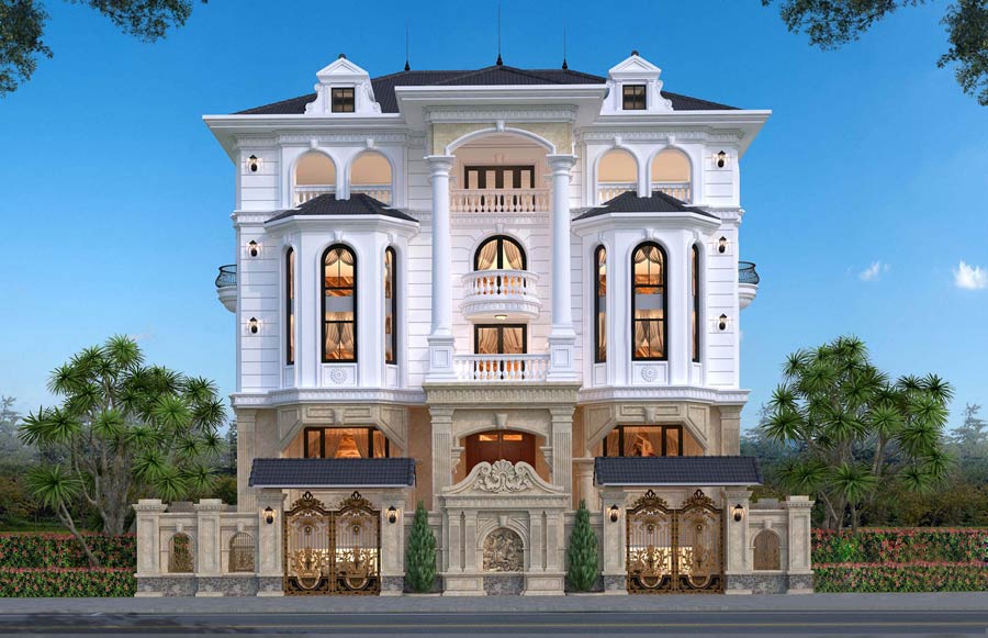 Mẫu biệt thự kiểu Pháp 5 tầng diện tích 500m2
