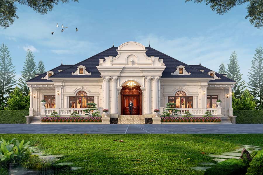 Mẫu biệt thự mini kiểu Pháp 3 phòng ngủ