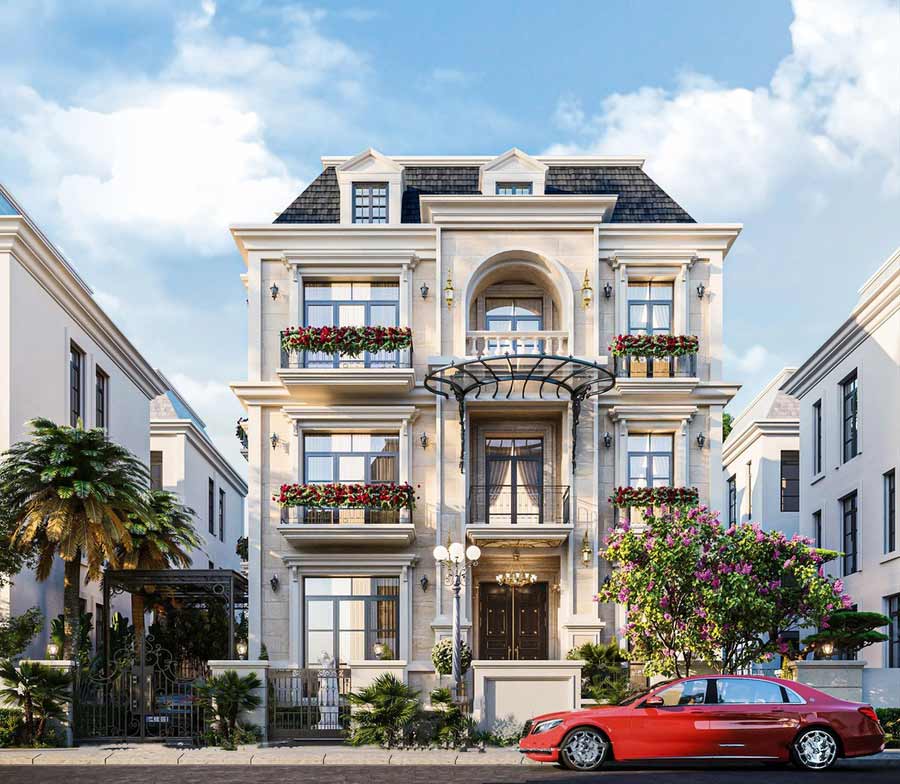 Mẫu biệt thự mini kiểu Pháp kiểu lâu đài