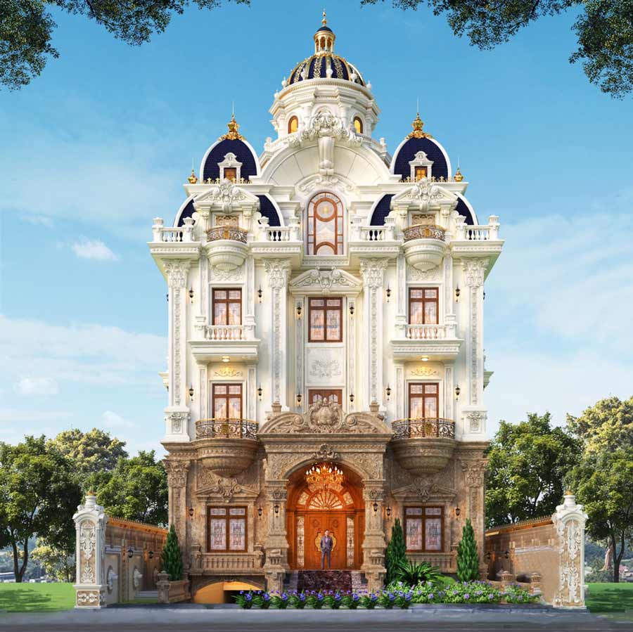 Mẫu biệt thự mini kiểu Pháp kiểu lâu đài