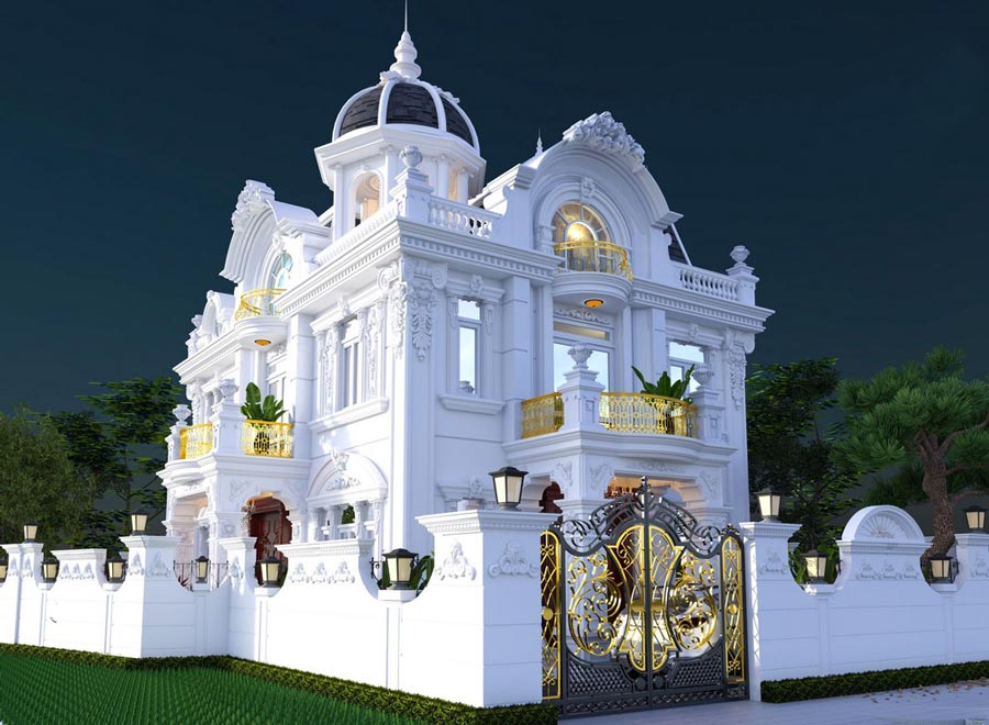 biet-thu-phap-2-tang-1-tum-2 Mẫu biệt thự Pháp 2 tầng 1 tum sang trọng