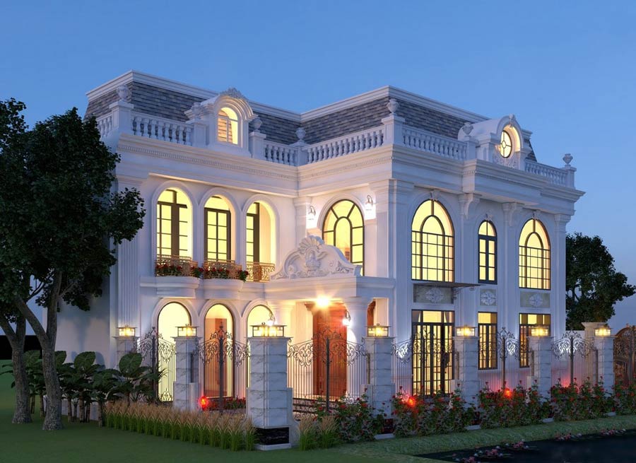 biet-thu-phap-2-tang-chu-l-2 Mẫu thiết kế biệt thự Pháp 2 tầng chữ L