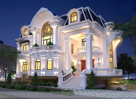 biet-thu-phap-2-tang-co-gara-1 Mẫu biệt thự Pháp 2 tầng có gara