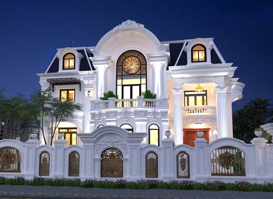 biet-thu-phap-2-tang-co-gara-2 Mẫu biệt thự Pháp 2 tầng có gara