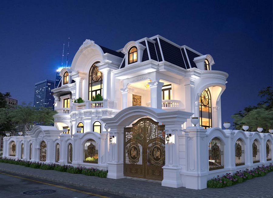 biet-thu-phap-2-tang-co-gara-3 Mẫu biệt thự Pháp 2 tầng có gara