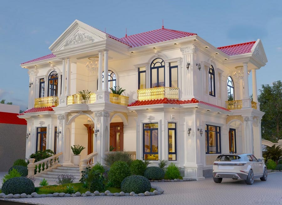 biet-thu-phap-2-tang-mai-nhat-3 Mẫu biệt thự 2 tầng kiểu Pháp mái Nhật