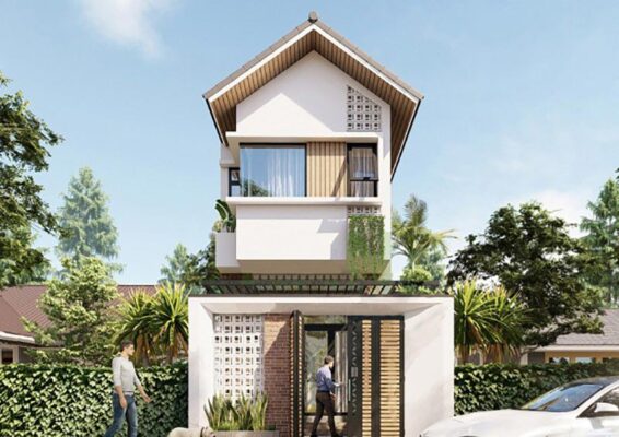 TOP 10 bản vẽ mặt bằng biệt thự nghỉ dưỡng đẹp bậc nhất 2024 7 Mẫu biệt thự phố 2 tầng mái thái 5x20m