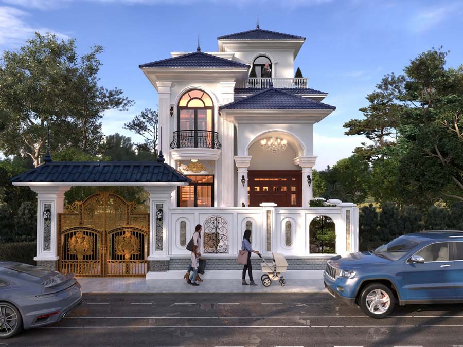 Biệt thự phố 2 tầng tân cổ điển kiểu Pháp