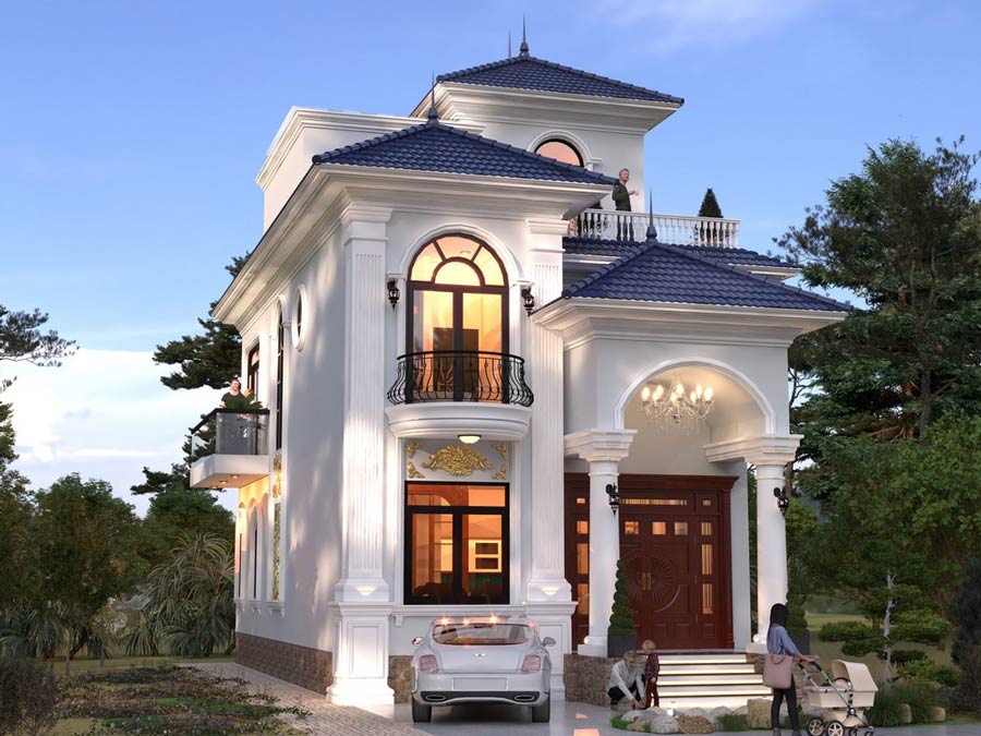 Biệt thự phố 2 tầng tân cổ điển kiểu Pháp