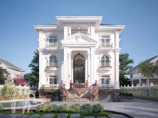 35+ Mẫu mặt bằng biệt thự 200m2 đẹp được yêu thích nhất 10 Thiết kế biệt thự tân cổ điển 3 tầng kiểu Pháp có hồ bơi