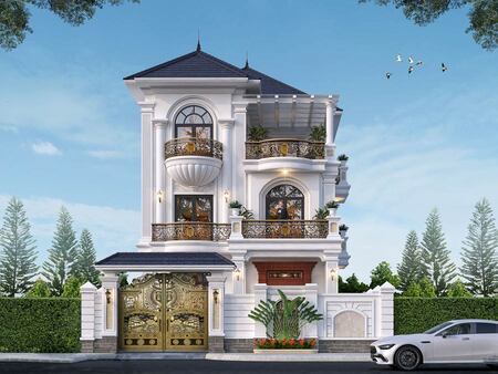 cac-dac-trung-noi-bat-cua-biet-thu-kieu-phap-5 Ngoại thất trang trí cầu kỳ, chỉn chu