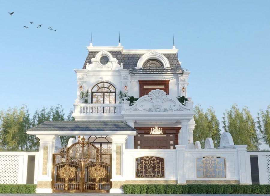 cac-luu-y-khi-thiet-ke-thi-cong-lau-dai-2-tang-kieu-phap-4 Vật liệu hoàn thiện là yếu tố quan trọng