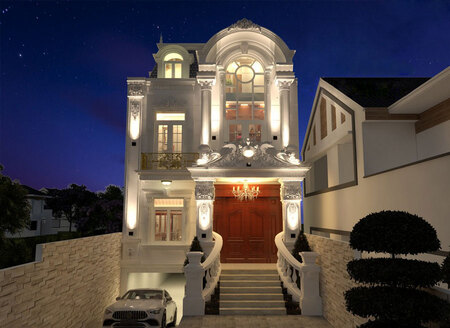 dac-trung-biet-thu-3-tang-kieu-phap-3 Họa tiết trang trí tinh xảo