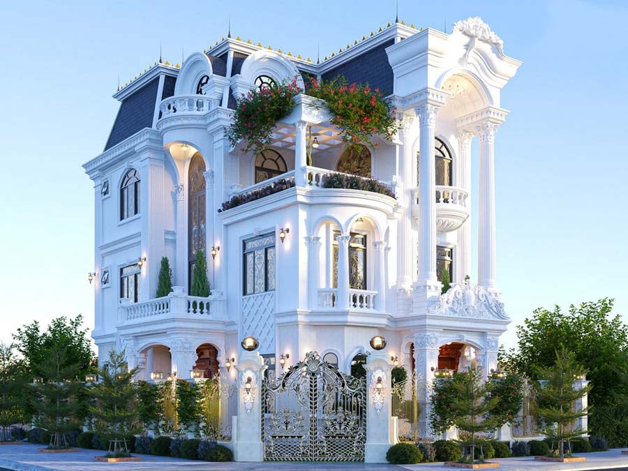 dac-trung-biet-thu-3-tang-kieu-phap-4 Họa tiết trang trí tinh xảo