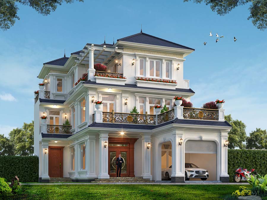 kinh-nghiem-thiet-ke-thi-cong-biet-thu-3-tang-tan-co-dien-3 Giám sát tiến độ xây dựng