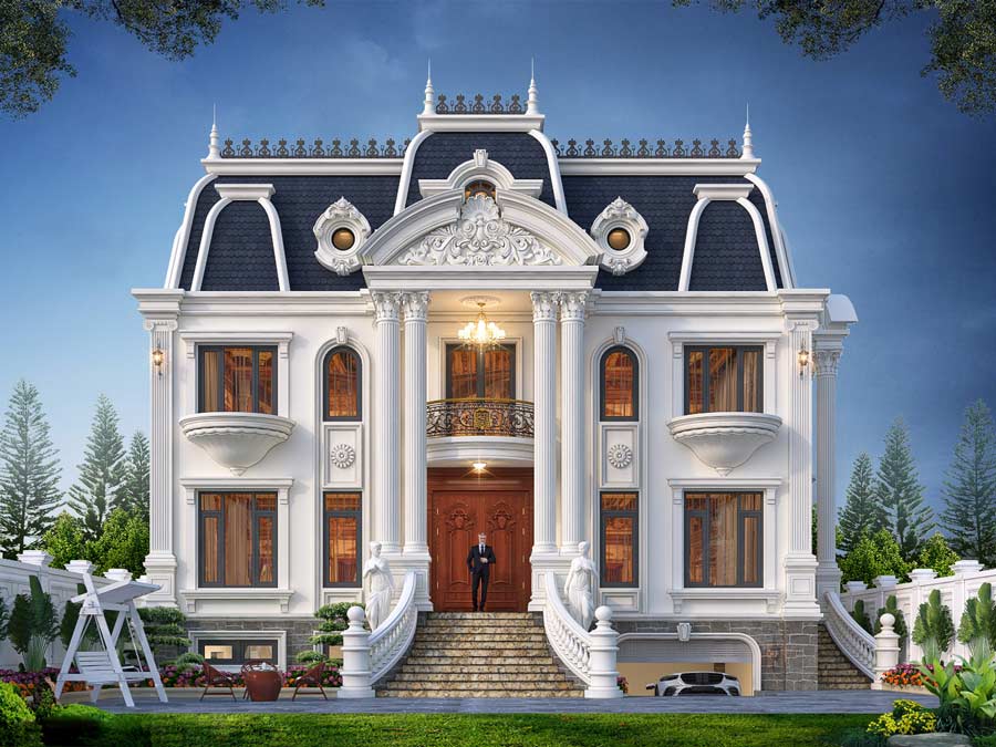 lau-dai-2-tang-kieu-phap-6-phong-ngu-1 Mẫu biệt thự lâu đài 2 tầng 6 phòng ngủ