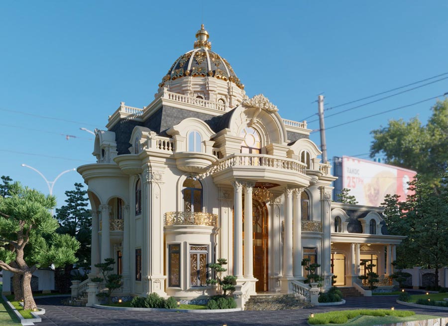 lau-dai-2-tang-kieu-phap-co-dien-2 Mẫu lâu đài 2 tầng kiểu Pháp cổ điển