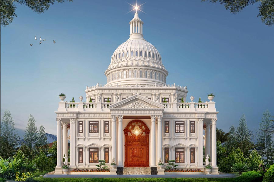 lau-dai-2-tang-kieu-phap-mai-chop-1 Mẫu lâu đài 2 tầng kiểu Pháp mái chóp