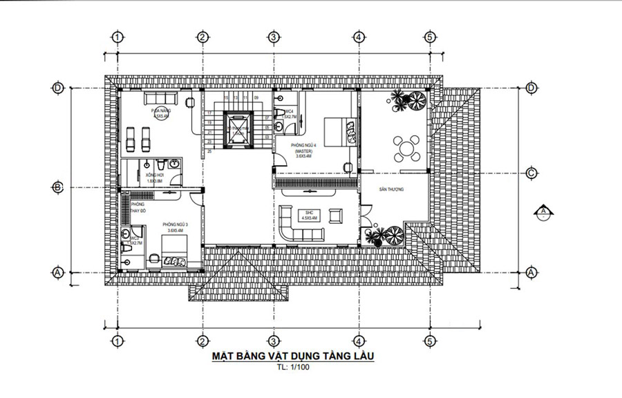 mat-bang-lau-1-biet-thu-200m2-mai-thai Mặt bằng lầu 1 biệt thự 200m2 mái thái