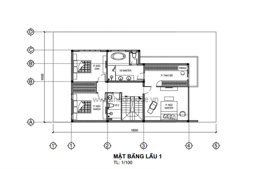mat-bang-lau-1-biet-thu-san-vuon-2-tang-1-tum Mặt bằng lầu 1 mẫu nhà biệt thự sân vườn 2 tầng 1 tum