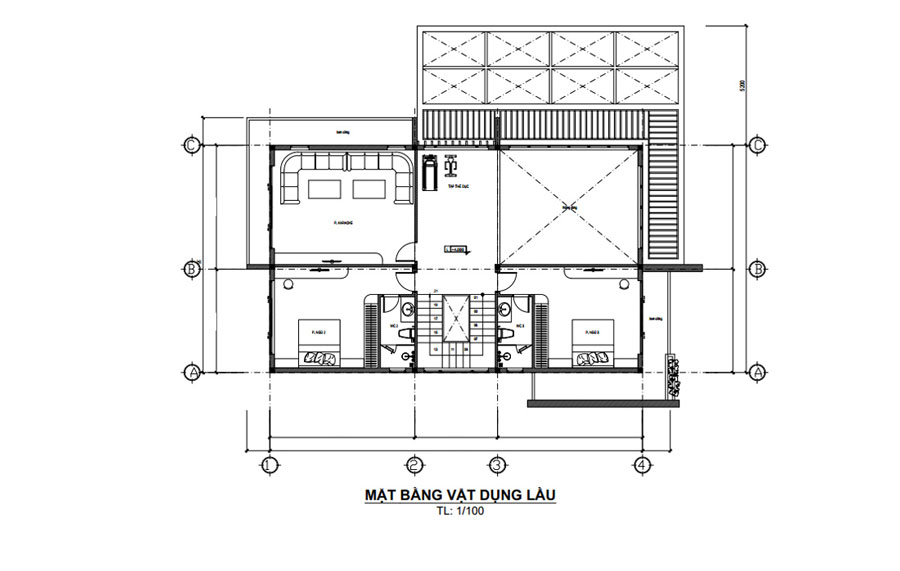mat-bang-lau-1-biet-thu-san-vuon-mai-bang Mặt bằng lầu 1 biệt thự sân vườn mái bằng 3 tầng