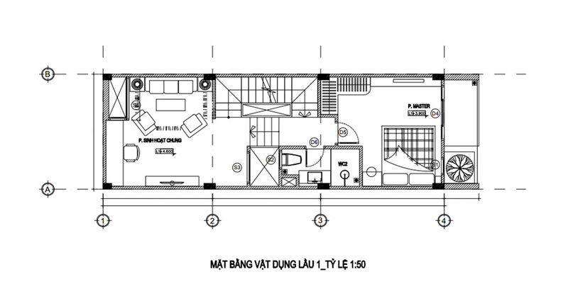 Thiết kế nhà nhỏ 4x10 3 phòng ngủ 1 phòng thờ