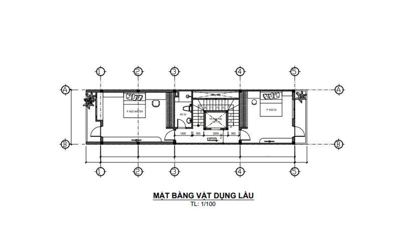 mat-bang-lau-1-nha-pho-2-tang-3x12m Mặt bằng lầu 1 nhà phố 2 tầng 3x12m